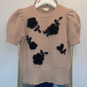 Kate Spade wool knit puff 3/4 sleeve sweater Tan size XS/SMALL